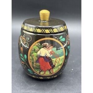 traditional hand-painted Russian lacquer box or jar